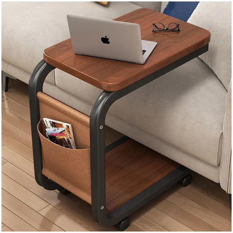 Modern Minimalist Square Tabletop Density Board Metal Side Table 1-Storage For Living Room