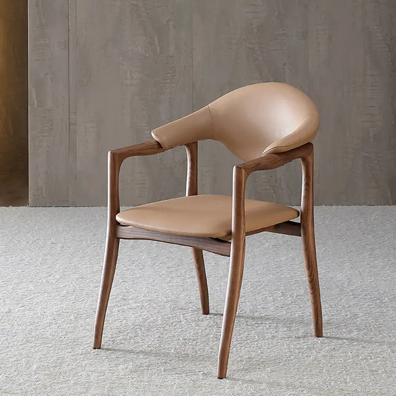 Contemporary Simplicity Wood PU Leather Chair Backrest Armrest For Living Room