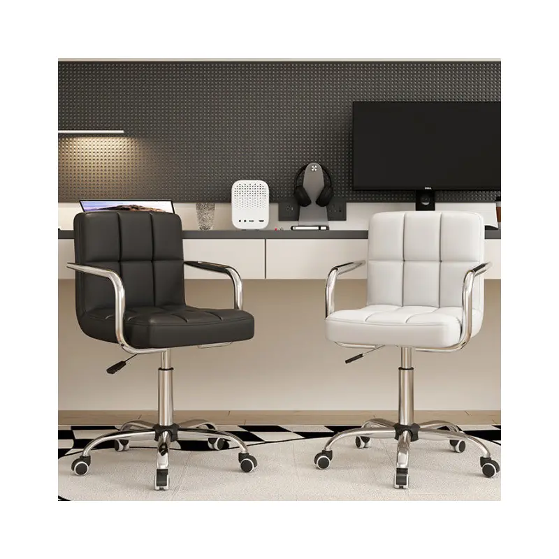 Modern Simplicity Faux Leather Steel SGS Sponge Square Lattice Desk Chair Backrest Swivel Adjustable For Home Office