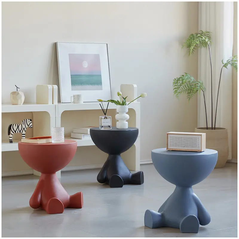 Modern Minimalist Small Flat Round PP End Table 1-Tier For Living Room