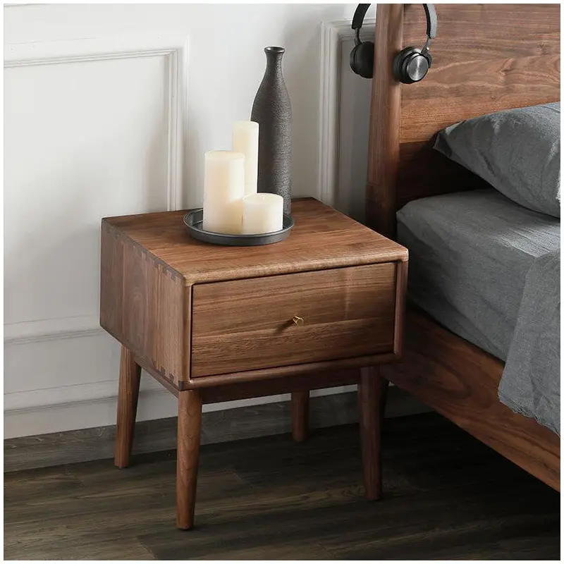 Traditional French Rectangular Wood End Table 1-Drawer For Living Room