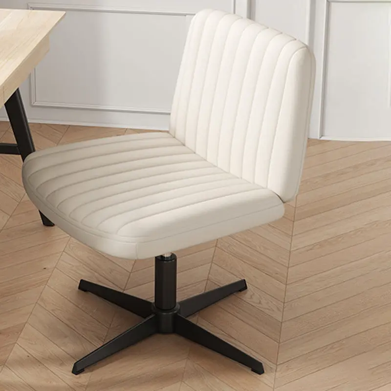 Modern Minimalist Rectangular Iron PU Leather Chair Backrest Armless For Living Room