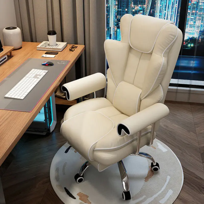 Modern Minimalist Square Microfiber Leather Steel Desk Chair Backrest Arm For Home Office