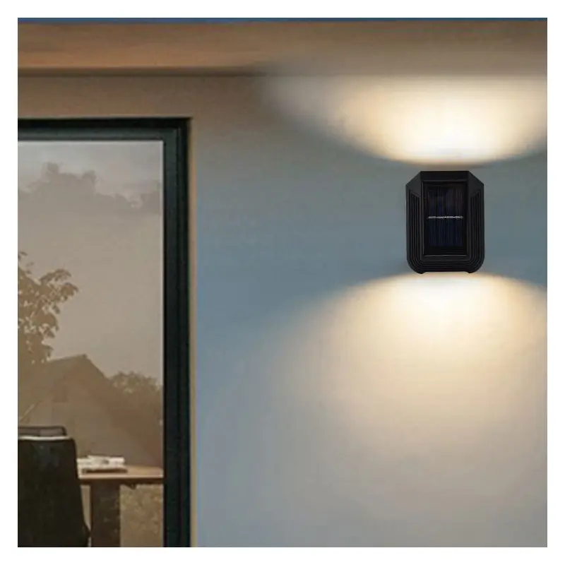 Modern Minimalist Solar Waterproof Rectangle ABS Plastic LED Outdoor Wall Sconce Lamp For Garden