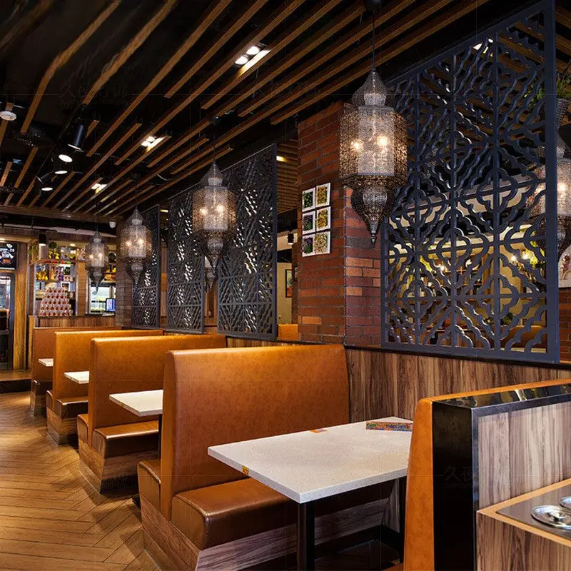 Traditional Vintage Prismatic Gourd Dotted Hardware Iron 3-Light Pendant Light For Living Room