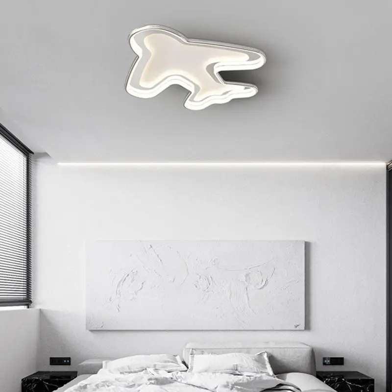 Contemporary Creative PC Aluminum Hardware Airplane LED Flush Mount Ceiling Light For Bedroom