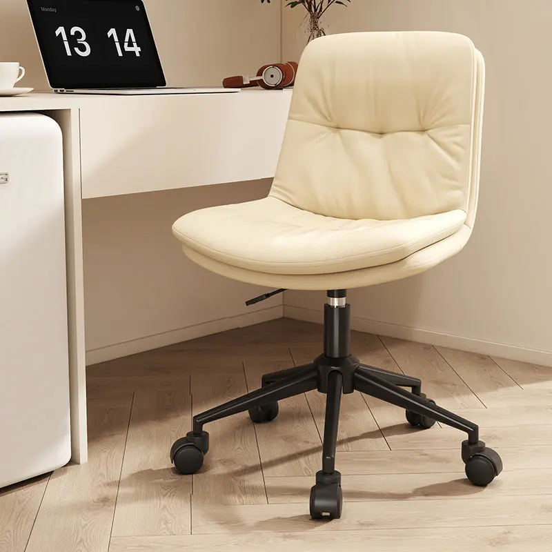 Contemporary Nordic Nappa Leather Steel Desk Chair Backrest Armless For Home Office