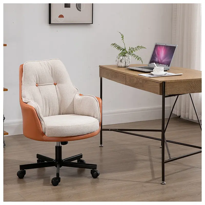 Modern Simplicity Fabric Leather Steel Desk Chair Backrest Armrest For Home Office