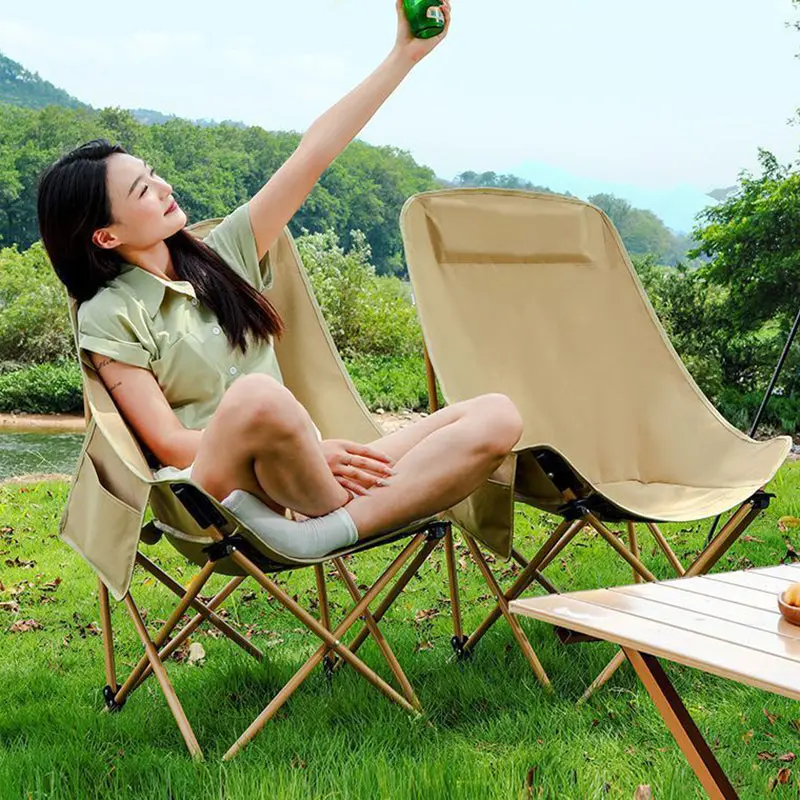 Modern Minimalist Portable Foldable Rectangular Steel Fabric Chair Backrest For Outdoor