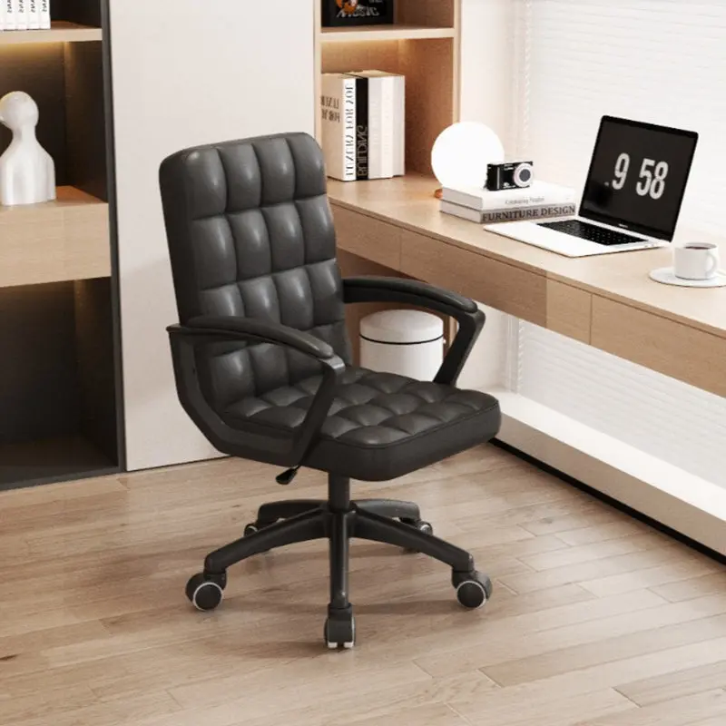 Modern Minimalist PU Leather Solid Wood Nylon Rectangle Square Lattice Desk Chair Backrest Armrest For Home Office