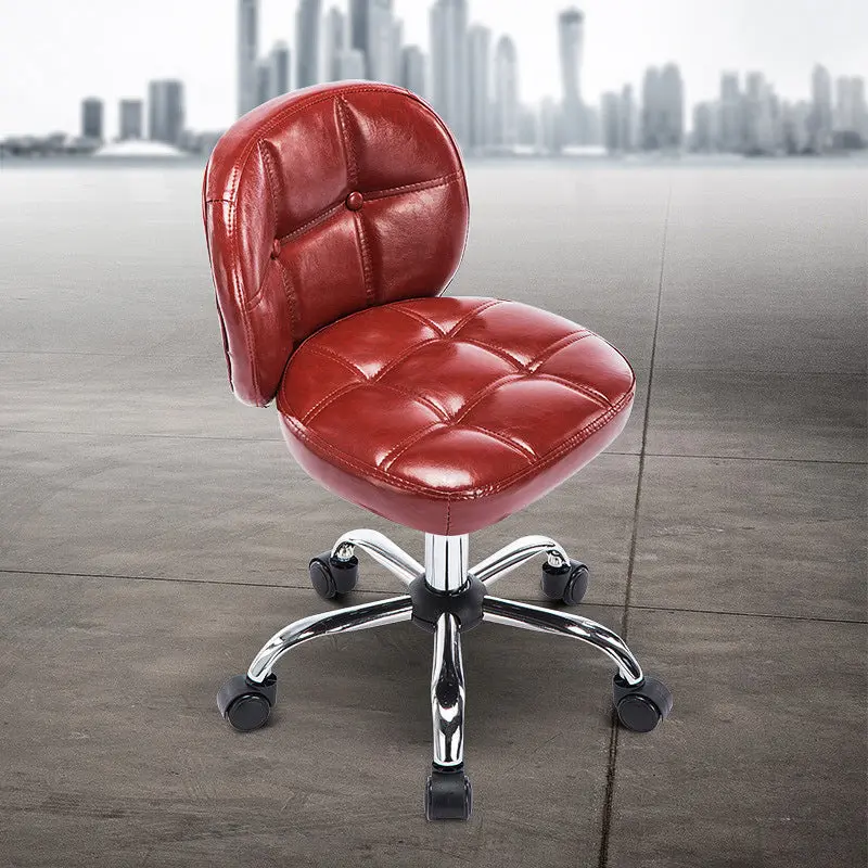 Contemporary Scandinavian Oil-Wax Leather Metal Square Oval Round Mini Desk Chair Backrest For Home Office