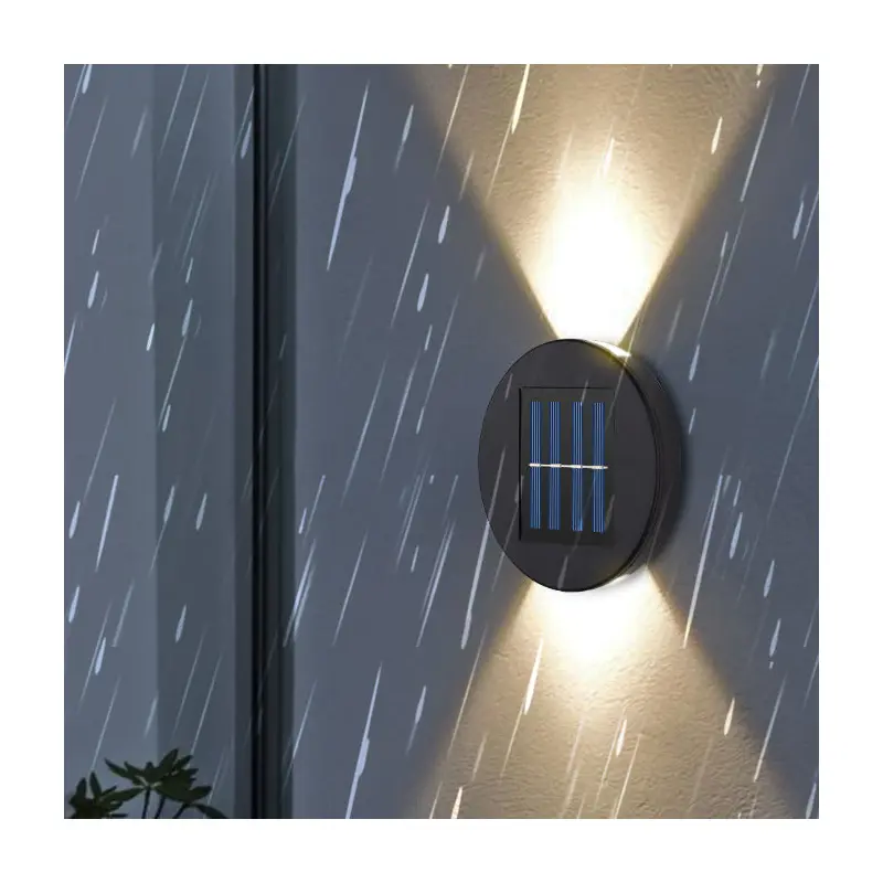 Contemporary Industrial Oval PVC Solar Up And Down Illuminated LED Outdoor Wall Sconce Lamp For Garden
