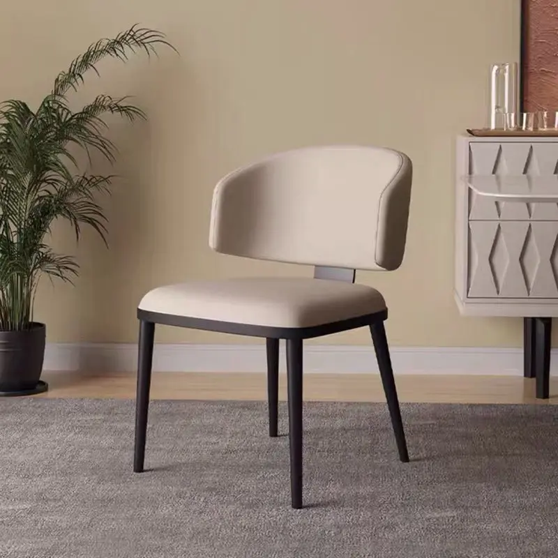 Contemporary Nordic Square Microfiber Leather Steel Chair Backrest Armless For Living Room