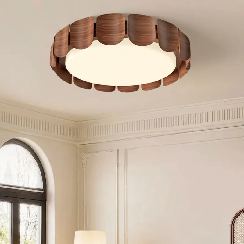 Traditional Vintage Round LED Ceiling Light  Iron & Acrylic Flush Mount for Bedroom