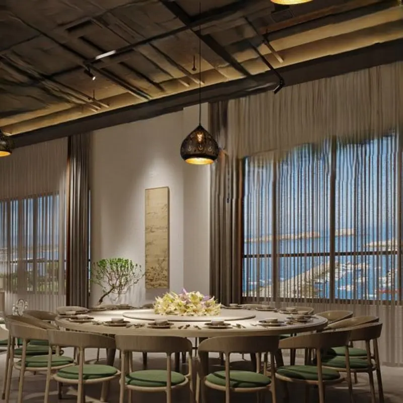 Traditional Vintage Oval Drops Hollow Pattern Iron 1-Light Pendant Light For Living Room