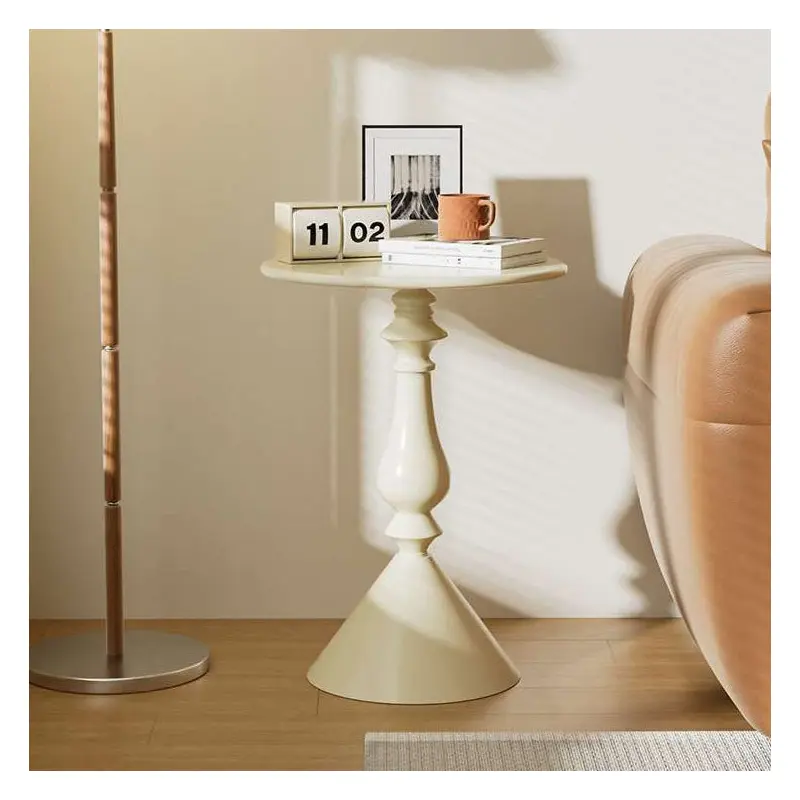 Modern Minimalist Round Carbon Steel End Table 1-Tier For Living Room