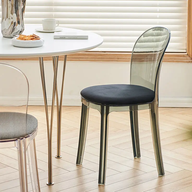 Contemporary Scandinavian Curved Plastic Fabric Chair Backrest Armless For Living Room