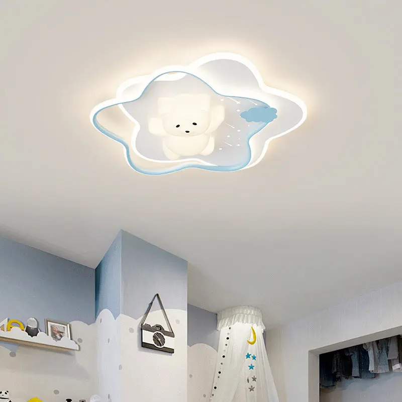 Contemporary Creative Animal Rabbit Aluminum Acrylic LED Flush Mount Ceiling Light For Living Room