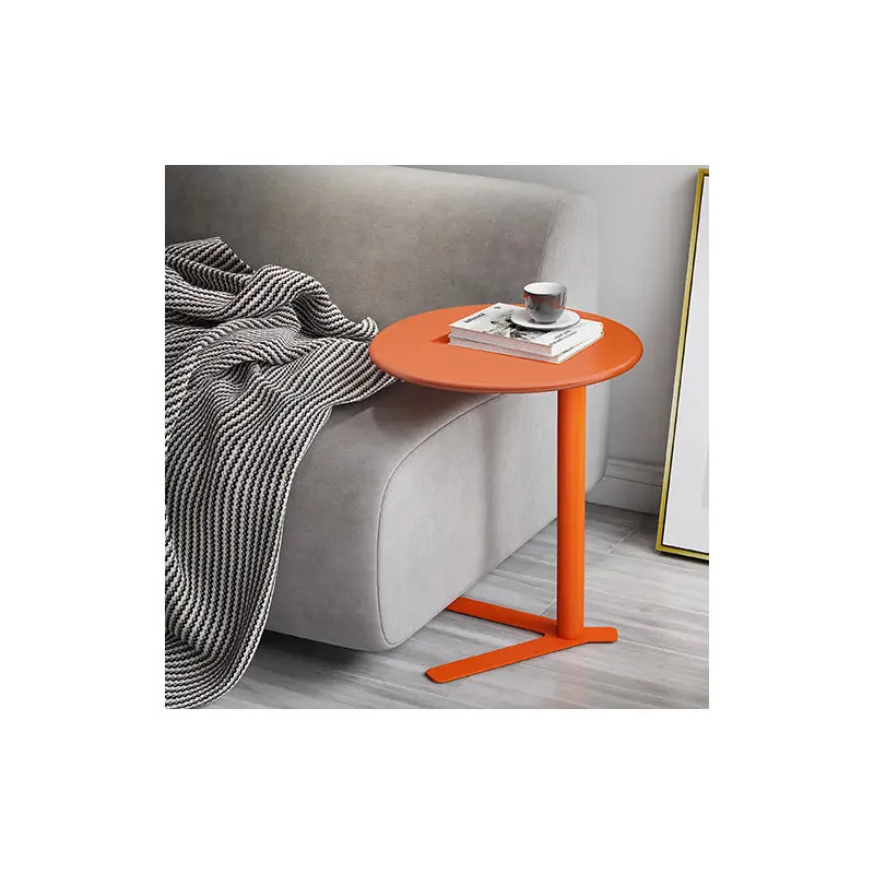 Modern Minimalist V-Shaped Top Round Iron End Table For Living Room