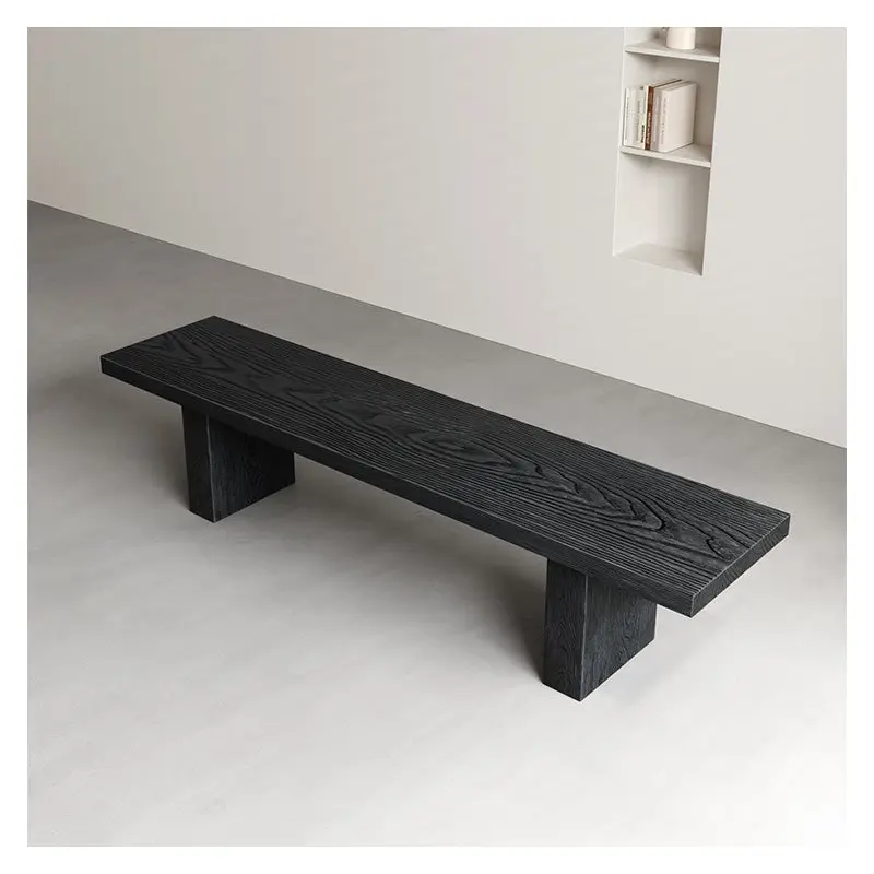 Modern Minimalist Rectangular Solid Wood Bench For Living Room