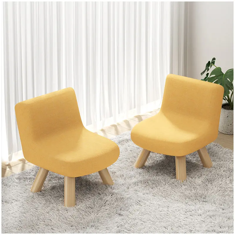 Modern Minimalist Square Linen Solid Wood Chair Backrest Armless For Living Room