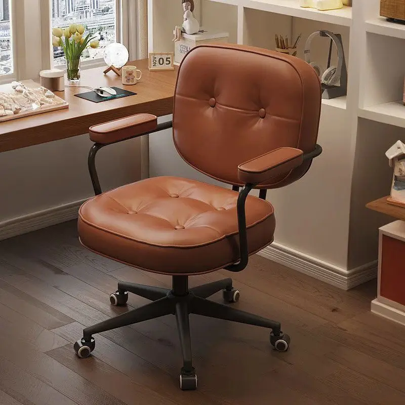 Modern Minimalist Nappa Leather Nylon Rectangular Desk Chair Backrest Armrest For Home Office