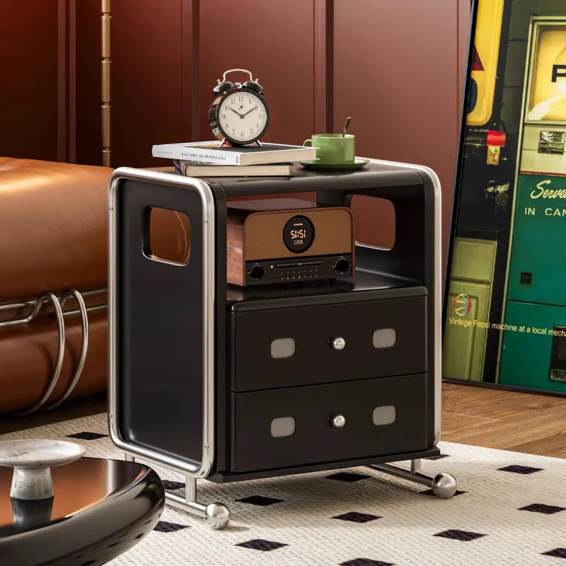 Traditional Vintage Square Pine Solid Wood Boxwood Solid Wood Stainless Steel Nightstand 2-Drawer For Bedroom