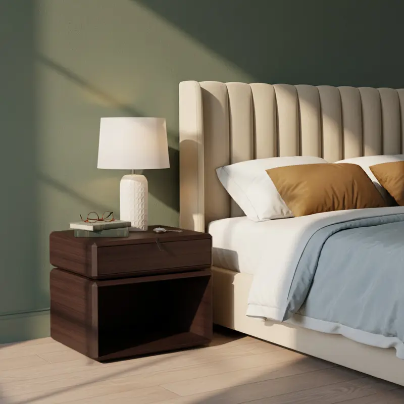 Vintage Rotatable Nightstand - Durable & Sturdy Solid Wood Multi-Layer Board Side Table For Bedroom