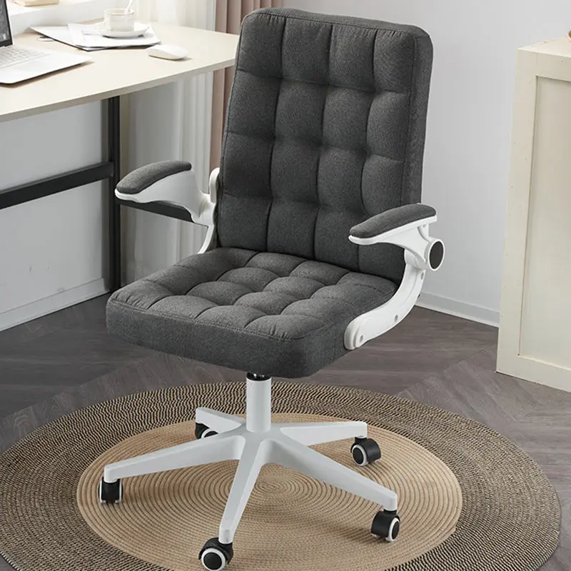 Modern Minimalist Linen Wood Plastic Metal Mid-Back Swivel Height Adjustable Desk Chair Backrest Armrest For Home Office
