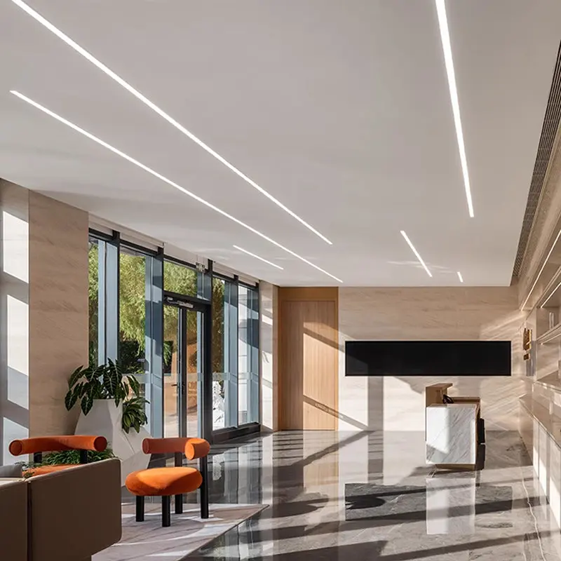 Anti-Glare LED Linear Flush Mount Ceiling Light - Recessed Aluminum Seamless Splicing For Home Office