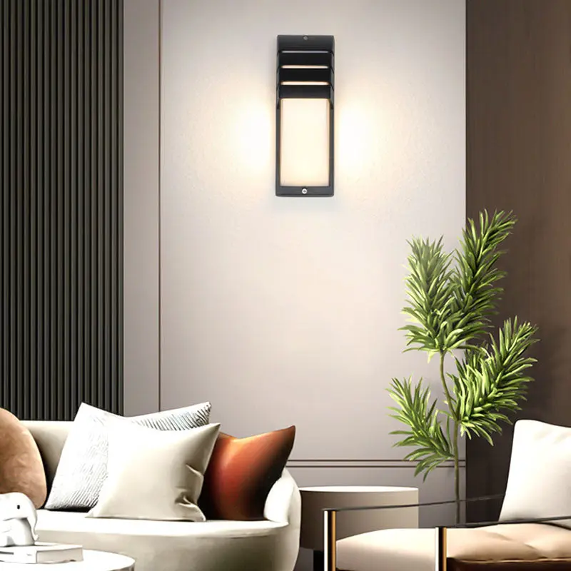 Contemporary Simplicity Arc Aluminum Acrylic Human Body Sensing LED Waterproof Outdoor Wall Sconce Lamp For Garden