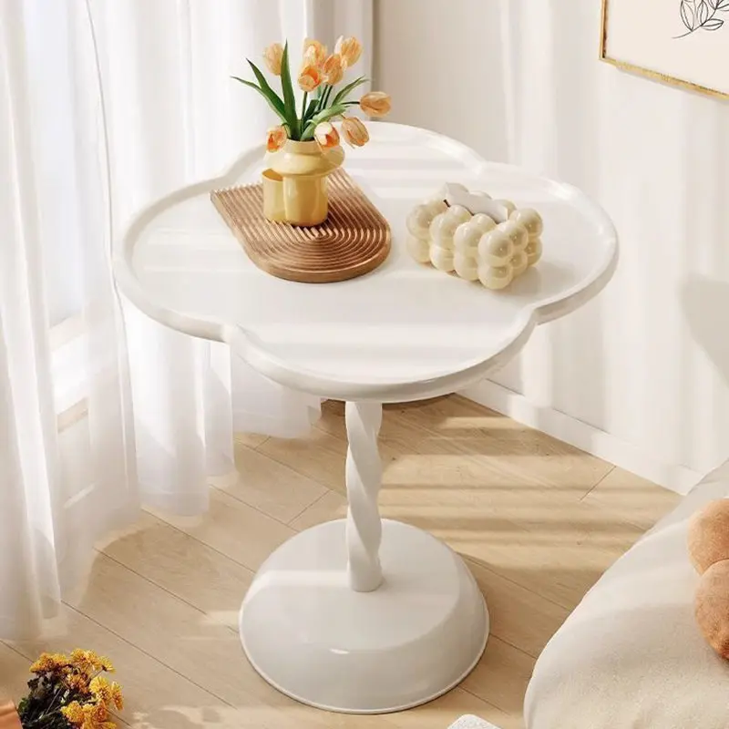 Contemporary Nordic Four Leaf Clover Shape Cream Full PP Side Table 1 - Tray For Living Room