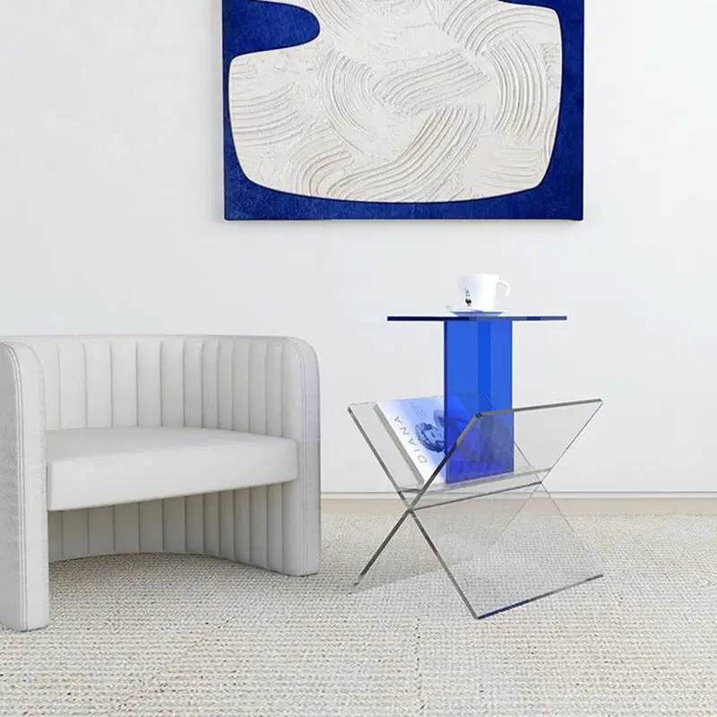 Modern Art Deco Full Acrylic Geometric Shape Side Table 2 - Tier For Living Room