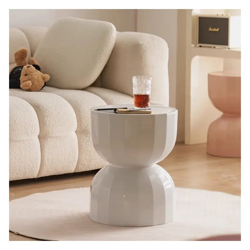 Contemporary Creative Geometric Hourglass ABS End Table For Living Room