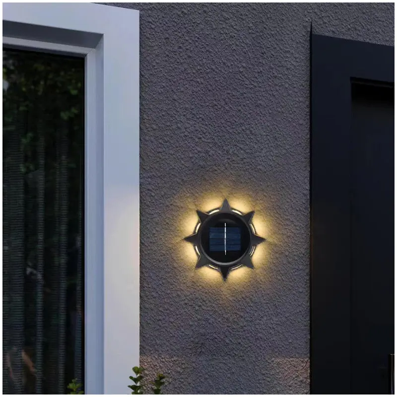 Contemporary Industrial Octagonal ABS LED Solar Waterproof Outdoor Wall Sconce Lamp For Garden