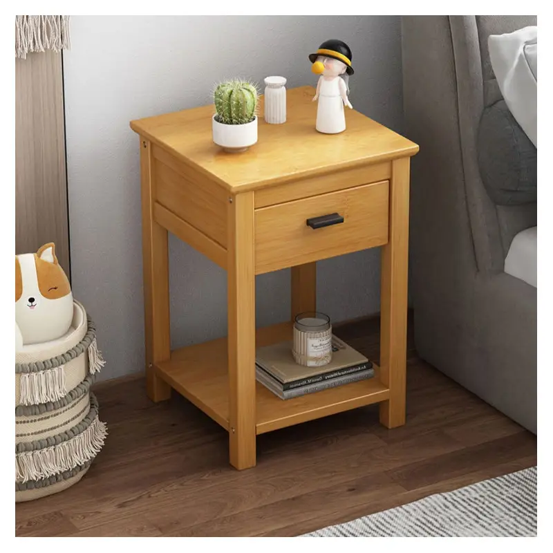 Traditional Chinese Rectangular Bamboo Wood Side Table 2/3 Tier For Living Room