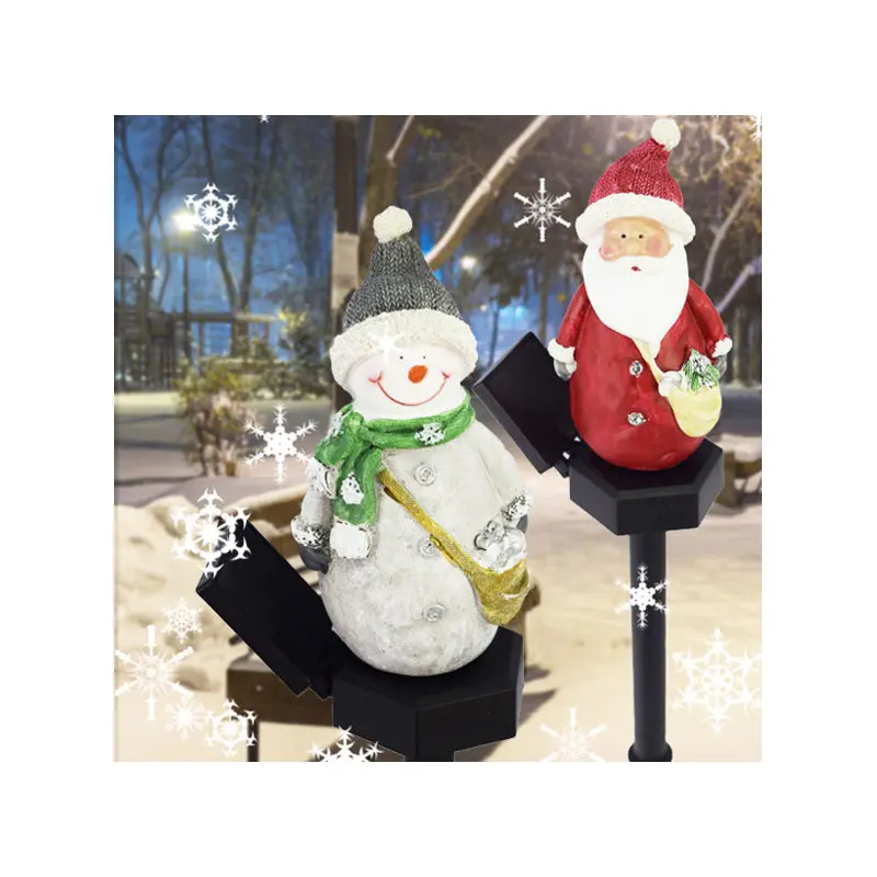 Modern Art Deco Solar Waterproof Resin ABS Santa Snowman Christmas Decoration LED Outdoor Light Landscape Lighting For Garden