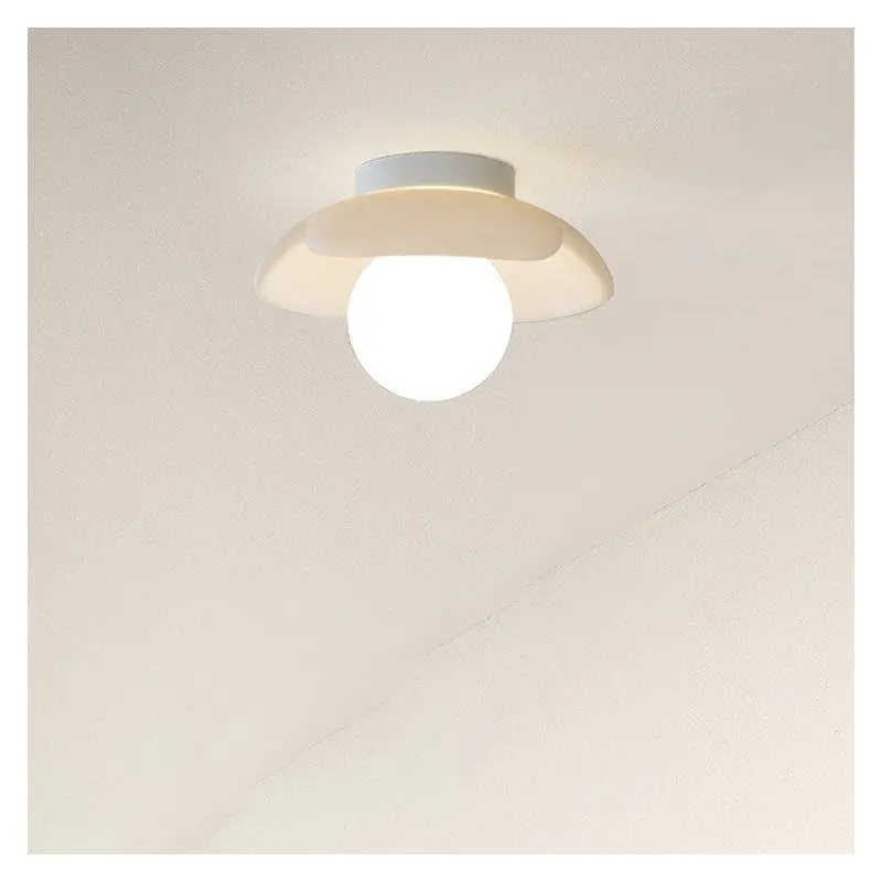 Modern Minimalist Flower Globe Iron Resin 1-Light Semi-Flush Mount Ceiling Light For Living Room